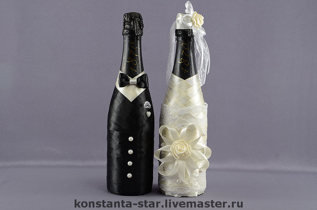Как сделать невесту из бутылки шампанского пошагово